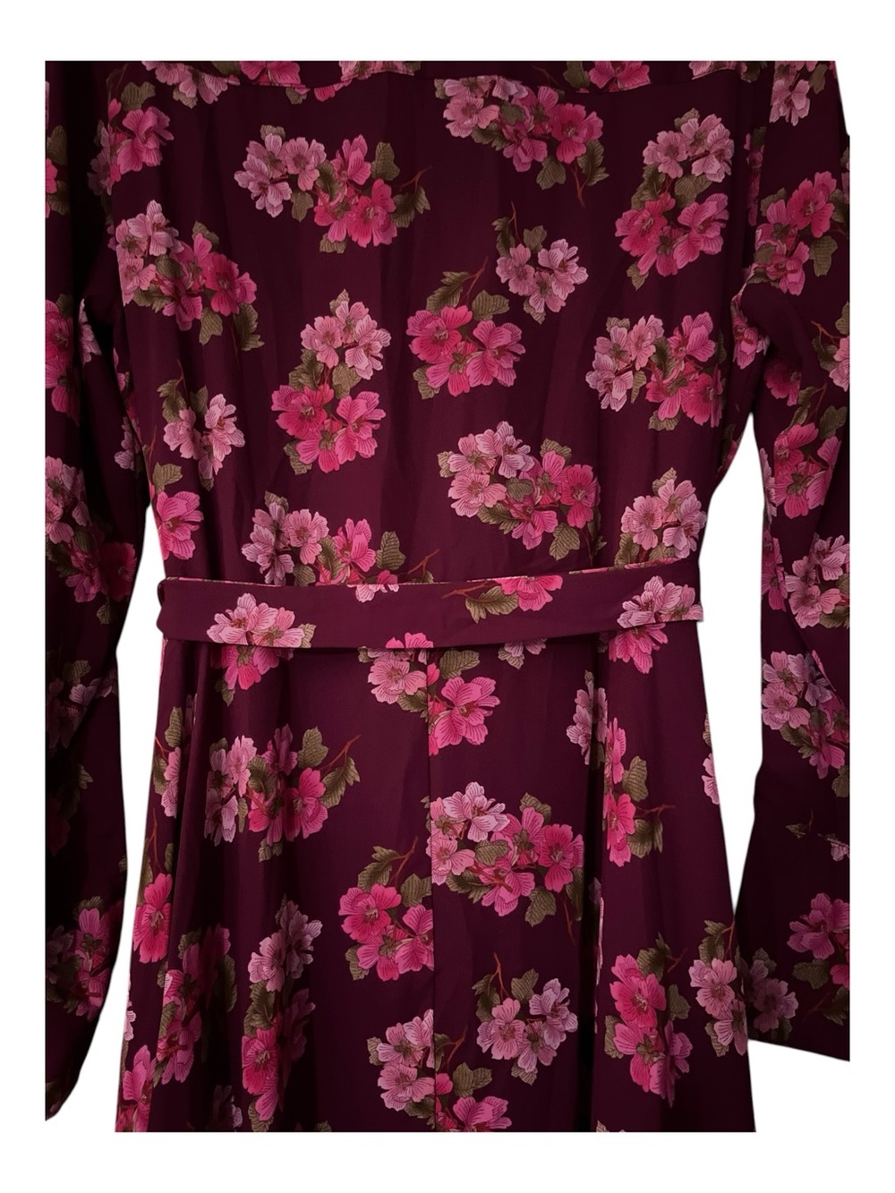 NWT Pink Floral Shirt Dress Nanette Lepore Sangria Pink Tie Belt Size 12 - Picture 9 of 15